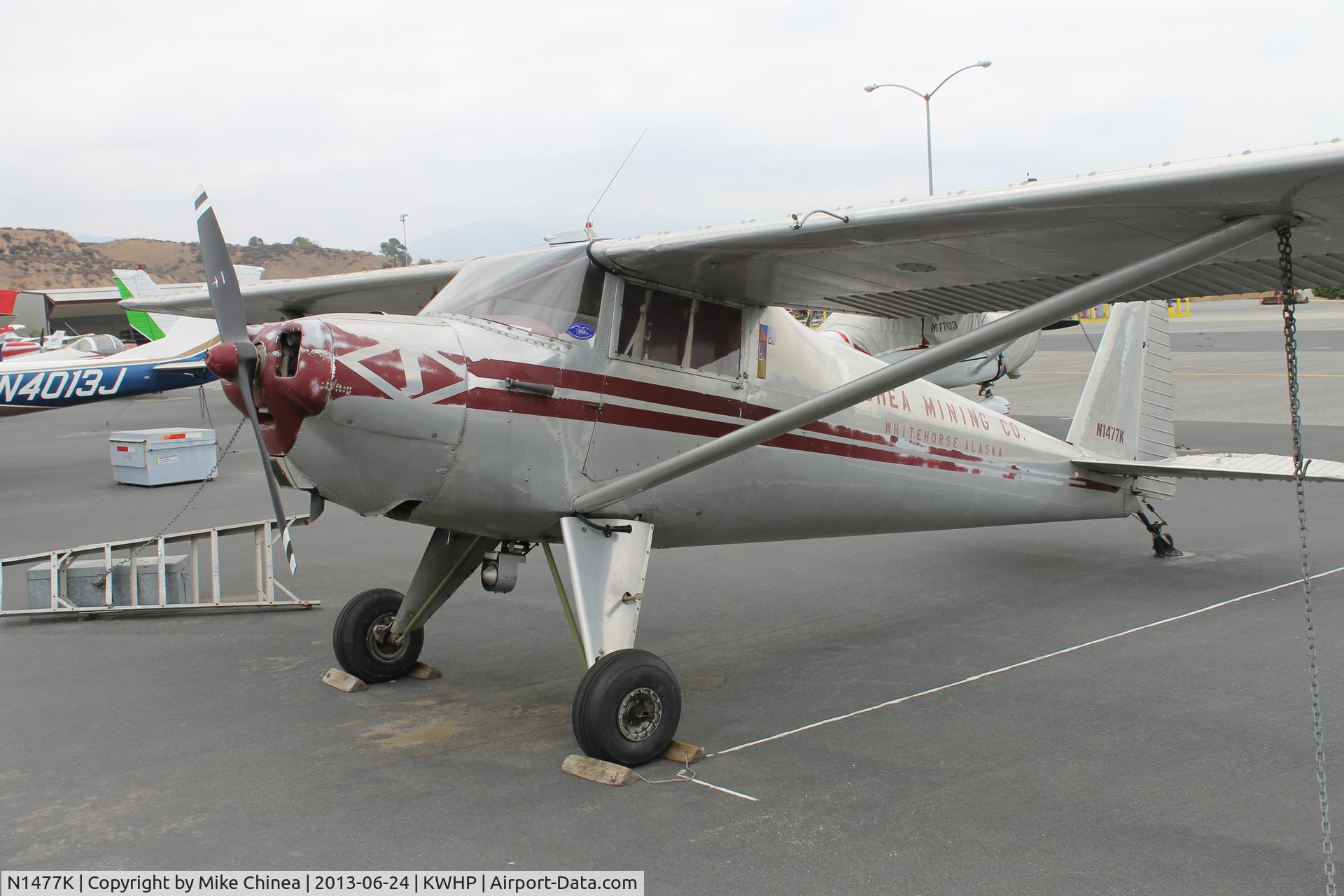 N1477K, 1946 Luscombe 8A C/N 4204, Found N1477K at KWHP 6-24-2013. Could not resist snapping a picture of this beauty.