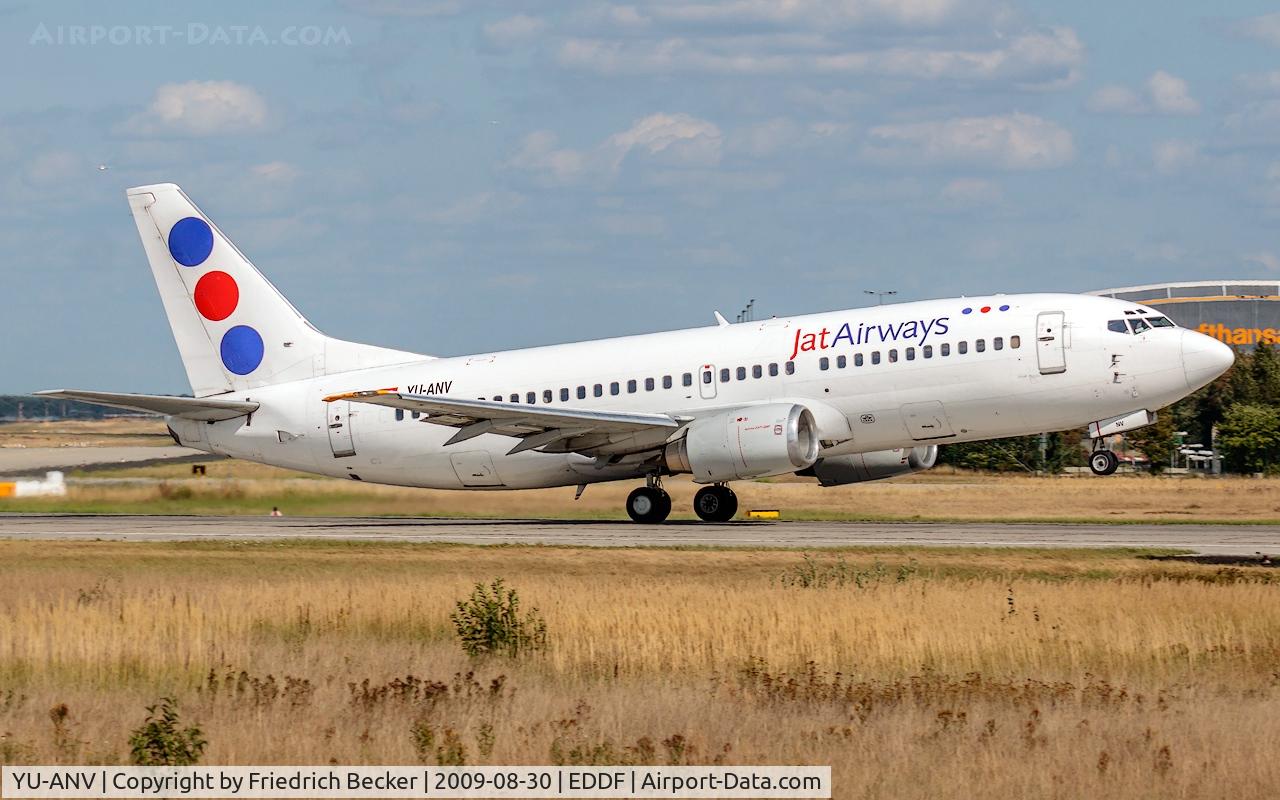 YU-ANV, 1988 Boeing 737-3H9 C/N 24140, departure from Frankfurt