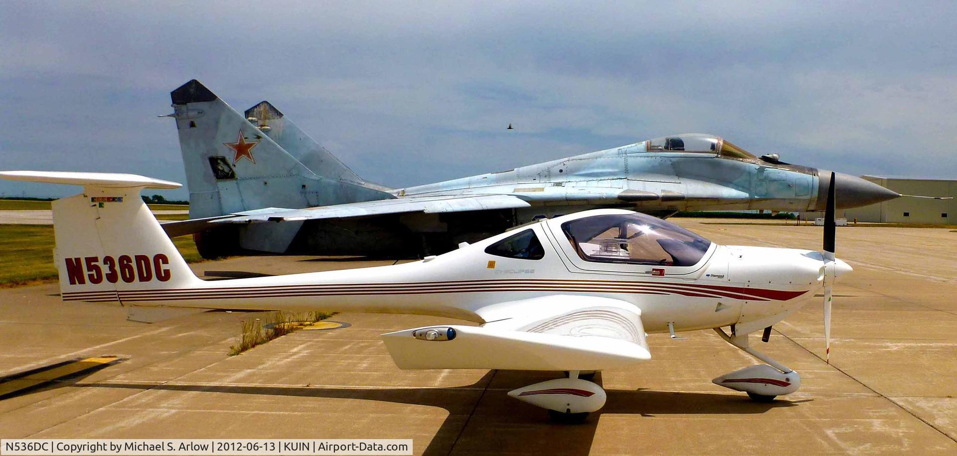 N536DC, 2003 Diamond DA-20C-1 Eclipse C/N C0236, Diamond DA20-C1 N536DC next to Mig-29