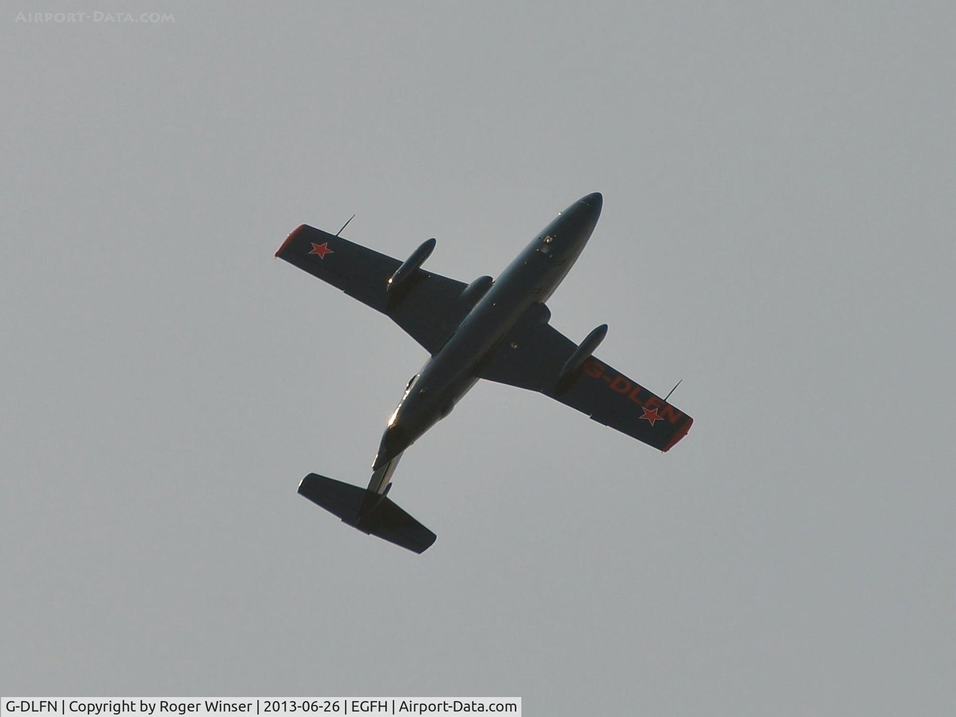 G-DLFN, 1972 Aero L-29 Delfin C/N 294872, Aero Delfin 'Rebel 1' solo aerobatics practice over Runway 04/22. Seen nearing the top of a loop.