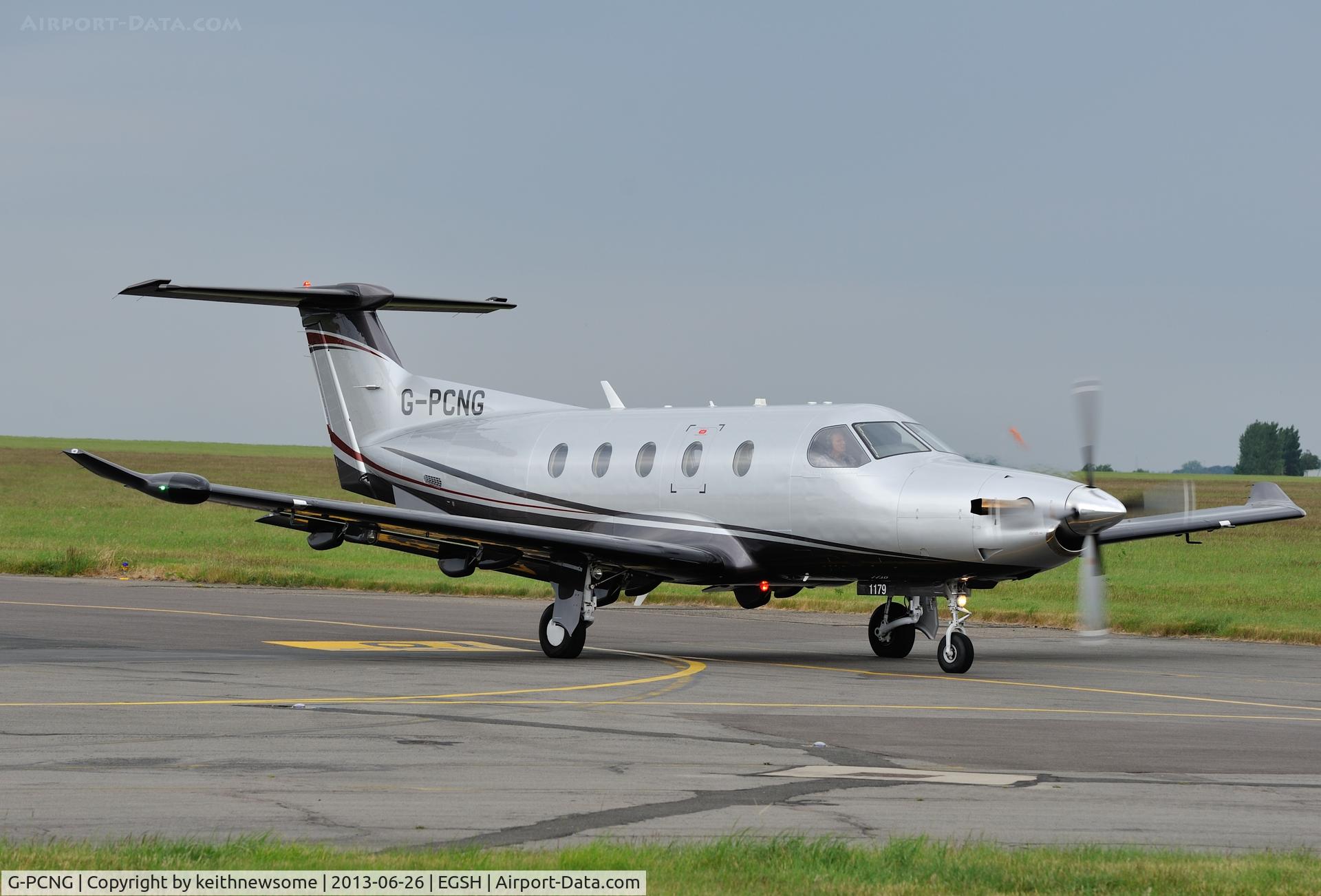 G-PCNG, 2009 Pilatus PC-12/47E C/N 1179, Leaving in sunlight.