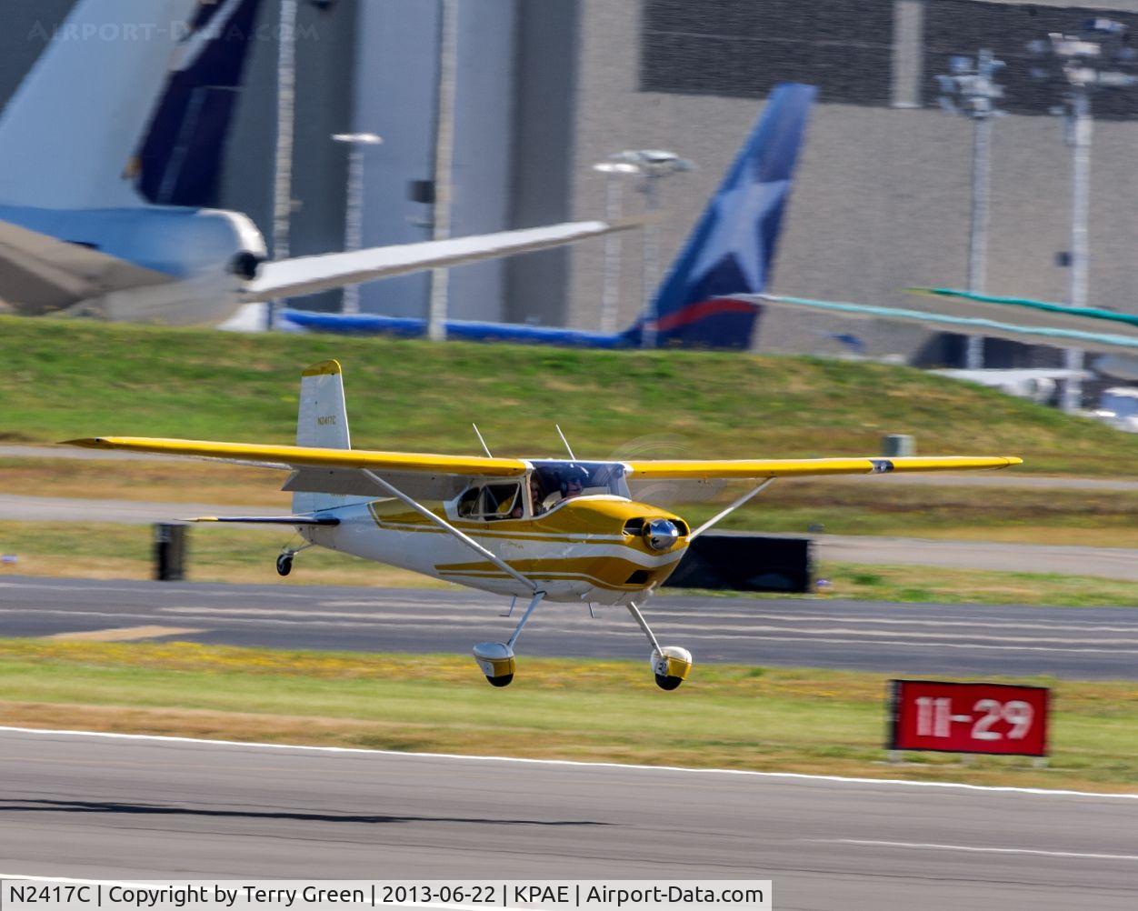 N2417C, 1954 Cessna 180 C/N 30717, Take off 34L @ KPAE