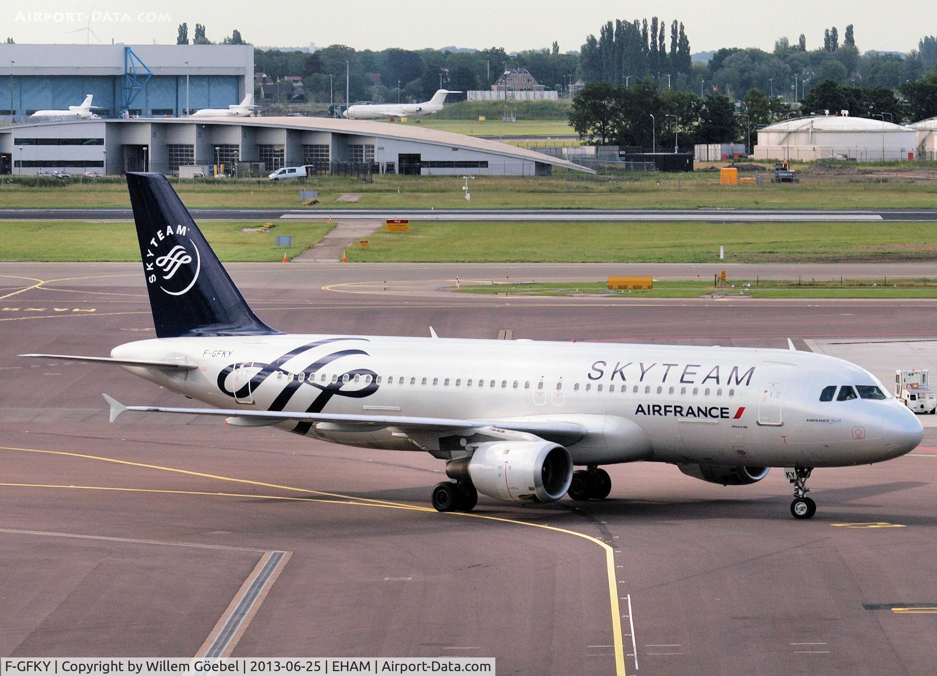 F-GFKY, 1991 Airbus A320-211 C/N 0285, Arrival on Schiphol Airport in SKY Colours