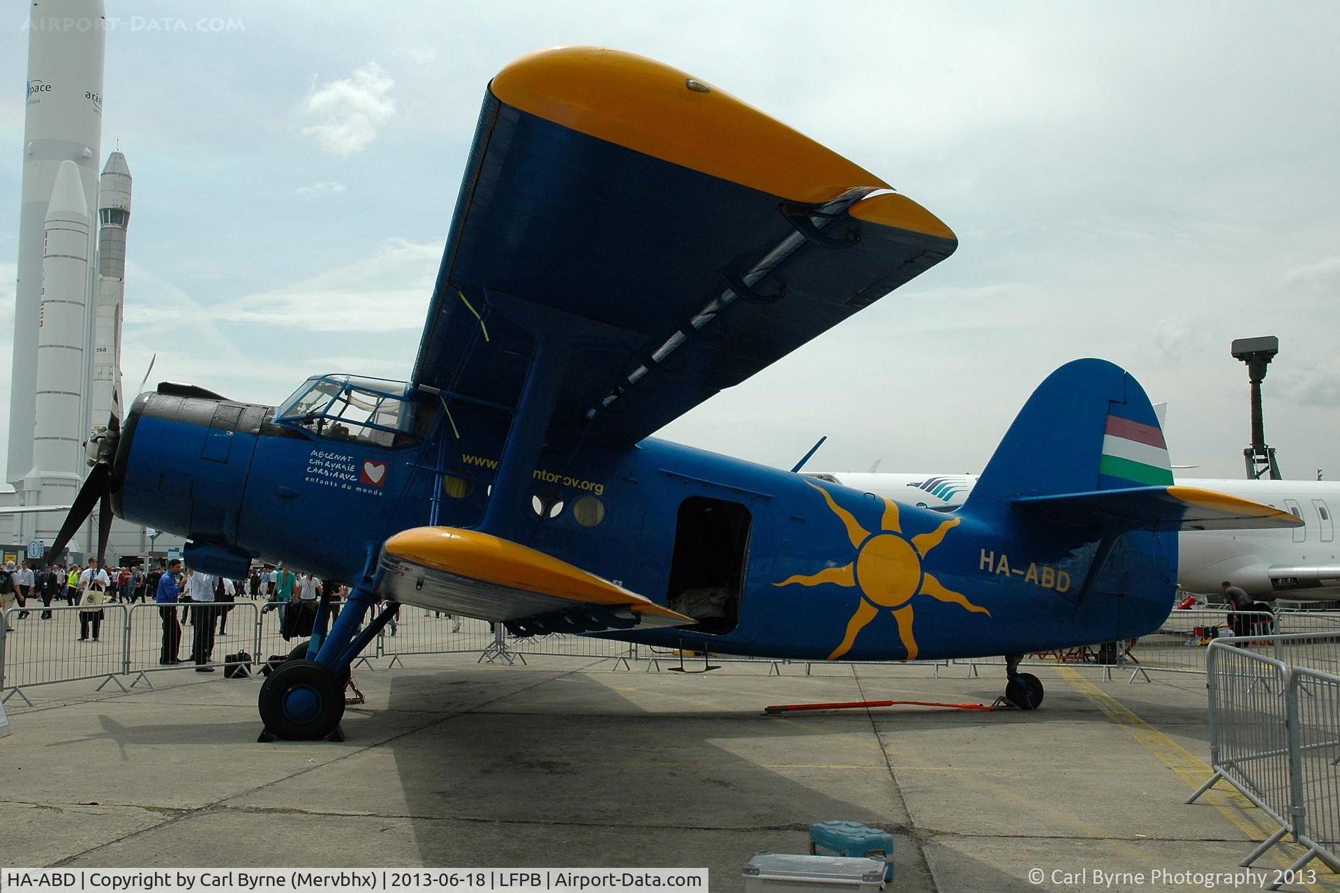 HA-ABD, 1989 Antonov An-2P C/N 1G235-21, Part of the 2013 Paris Air Show Static Display.