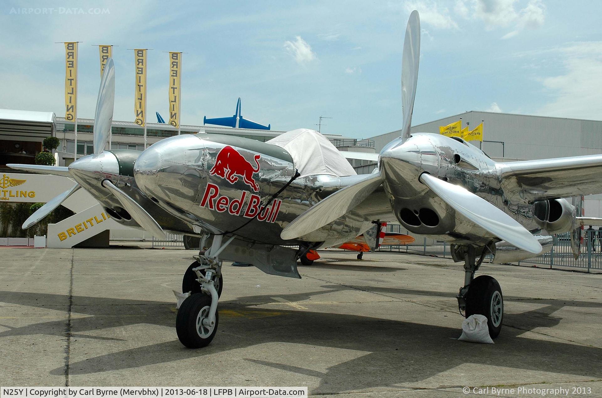 N25Y, 1944 Lockheed P-38L-5LO Lightning C/N AF44-53254, Part of the 2013 Paris Air Show Display.