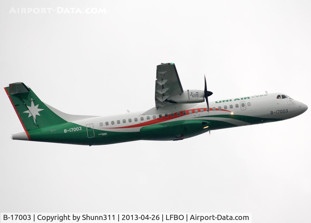 B-17003, 2013 ATR 72-600 C/N 1078, Delivery flight...