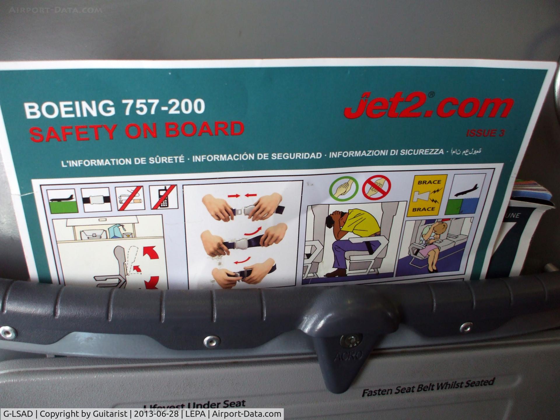 G-LSAD, 1989 Boeing 757-236 C/N 24397, Seat15A on board LS832 from Palma