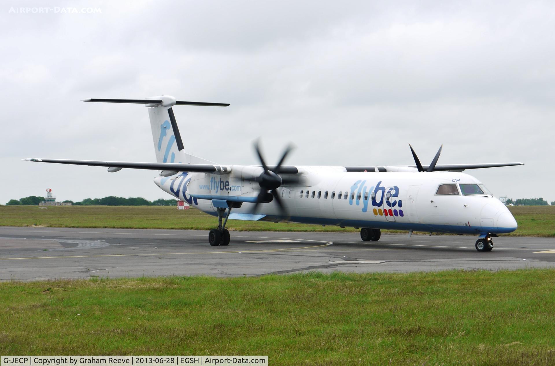G-JECP, 2006 De Havilland Canada DHC-8-402Q Dash 8 C/N 4136, Just landed on 27.