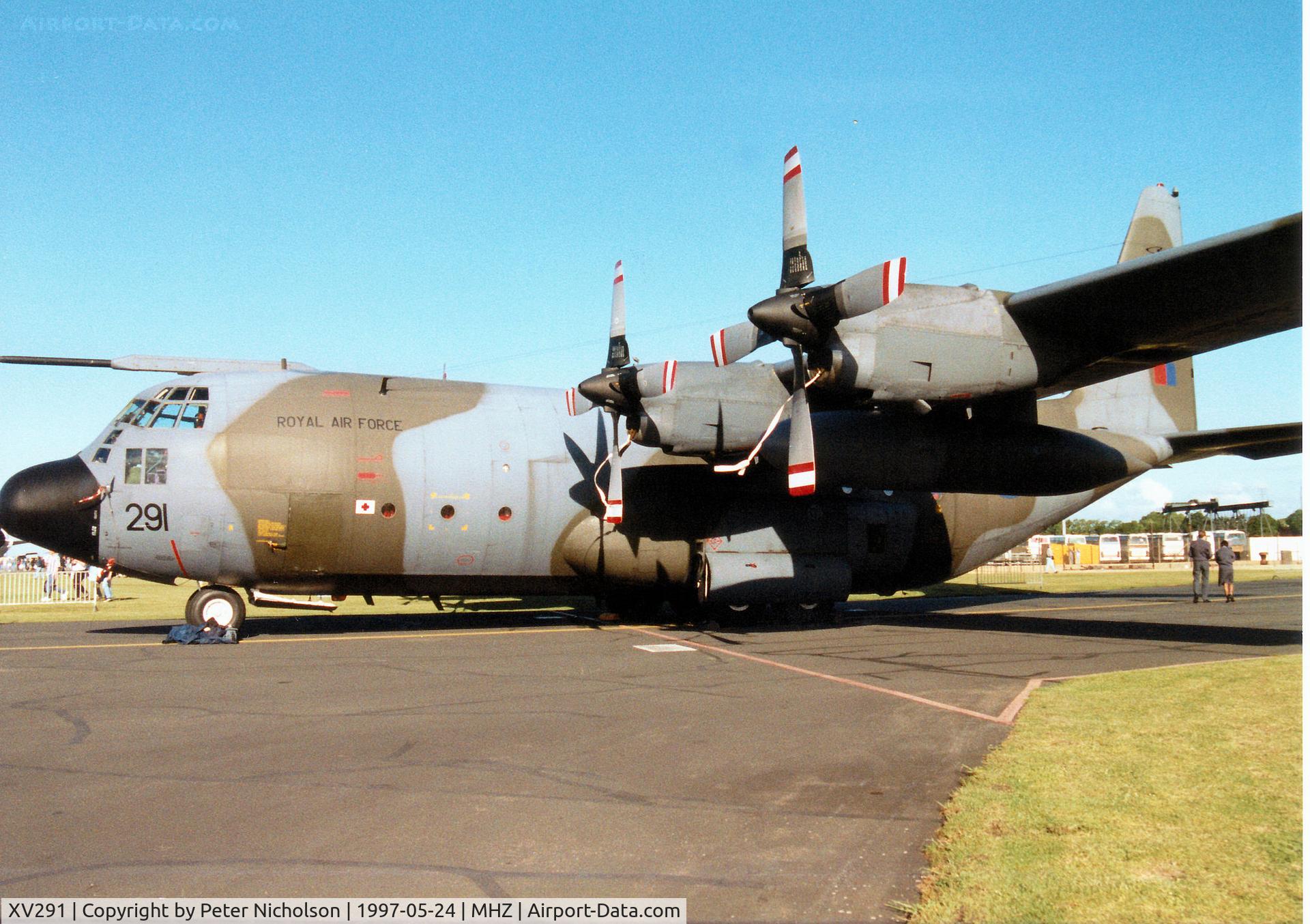 XV291, 1967 Lockheed C-130K Hercules C.1 C/N 382-4256, Hercules C.1, callsign Ascot 924 of the Lyneham Transport Wing on display at the 1997 RAF Mildenhall Air Fete.