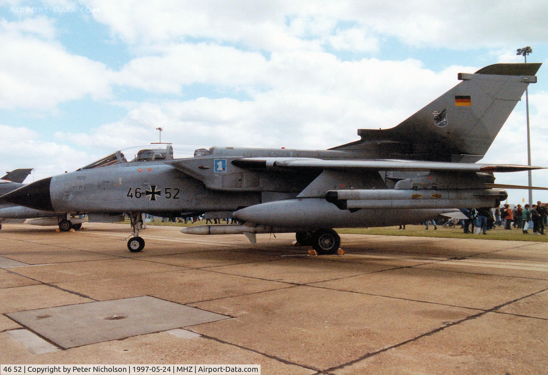 46 52, Panavia Tornado ECR C/N 894/GS285/4352, Tornado ECR, callsign German Air Force 4624, of JBG-32 on display at the 1997 RAF Mildenhall Air Fete.