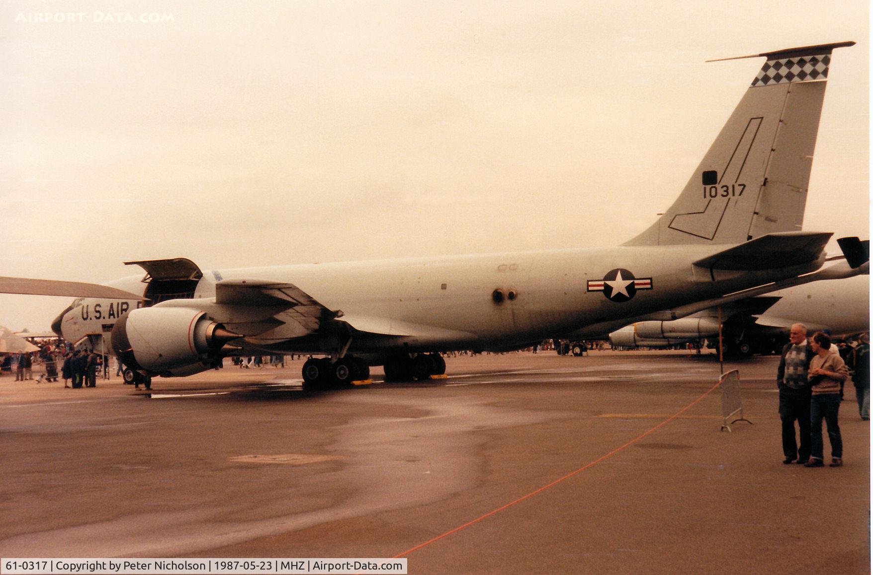 61-0317, 1961 Boeing KC-135R Stratotanker C/N 18224, KC-135R Stratotanker of the 384th Air Refuelling Wing at McConnell AFB on display at the 1987 RAF Mildenhall Air Fete.
