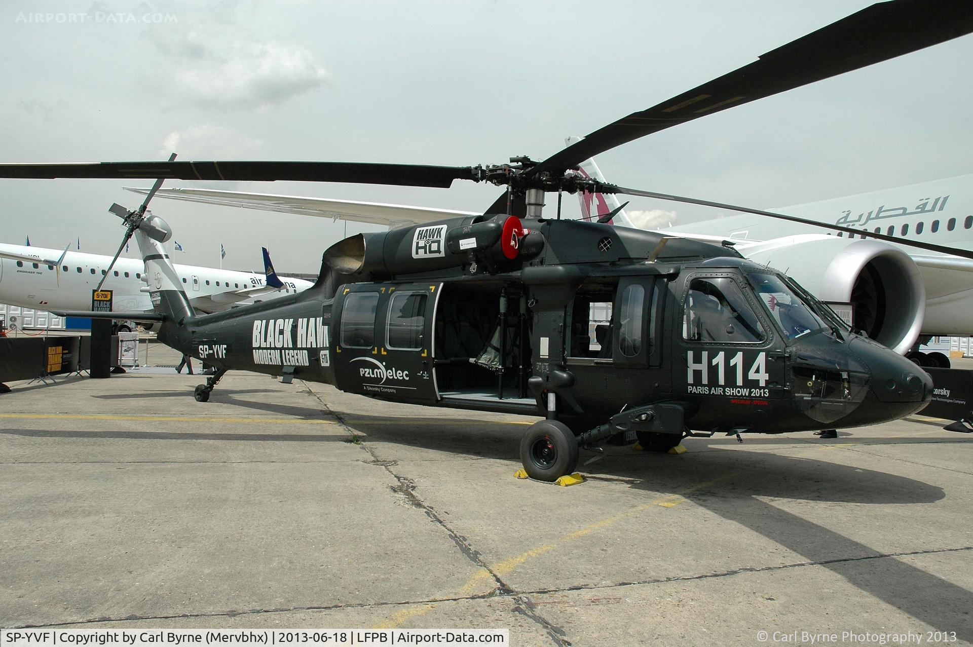 SP-YVF, 2011 Sikorsky S-70i Black Hawk C/N 0007/70-3743, Part of the 2013 Paris Air Show Static Display.