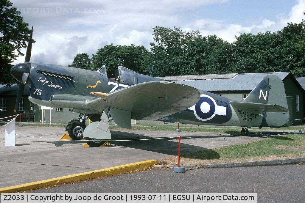 Z2033, 1944 Fairey Firefly 1 C/N F.5607, during the overhaul of the hangar at Duxford the residents were put on display in the open. A welcome occasion to take pictures of these in daylight.