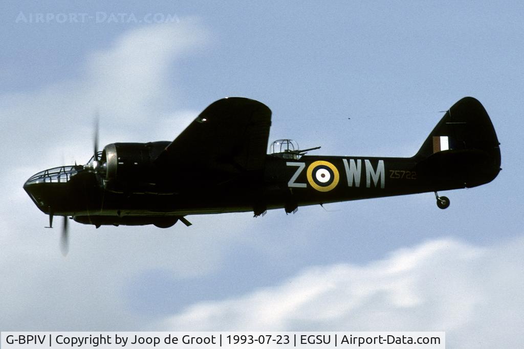 G-BPIV, 1943 Bristol 149 Bolingbroke Mk.IVT C/N 10201, The colors of this aircraft represent the personal aircraft of Cdr Max Aitken, who was OC 68 Sq in the early stages of the War.