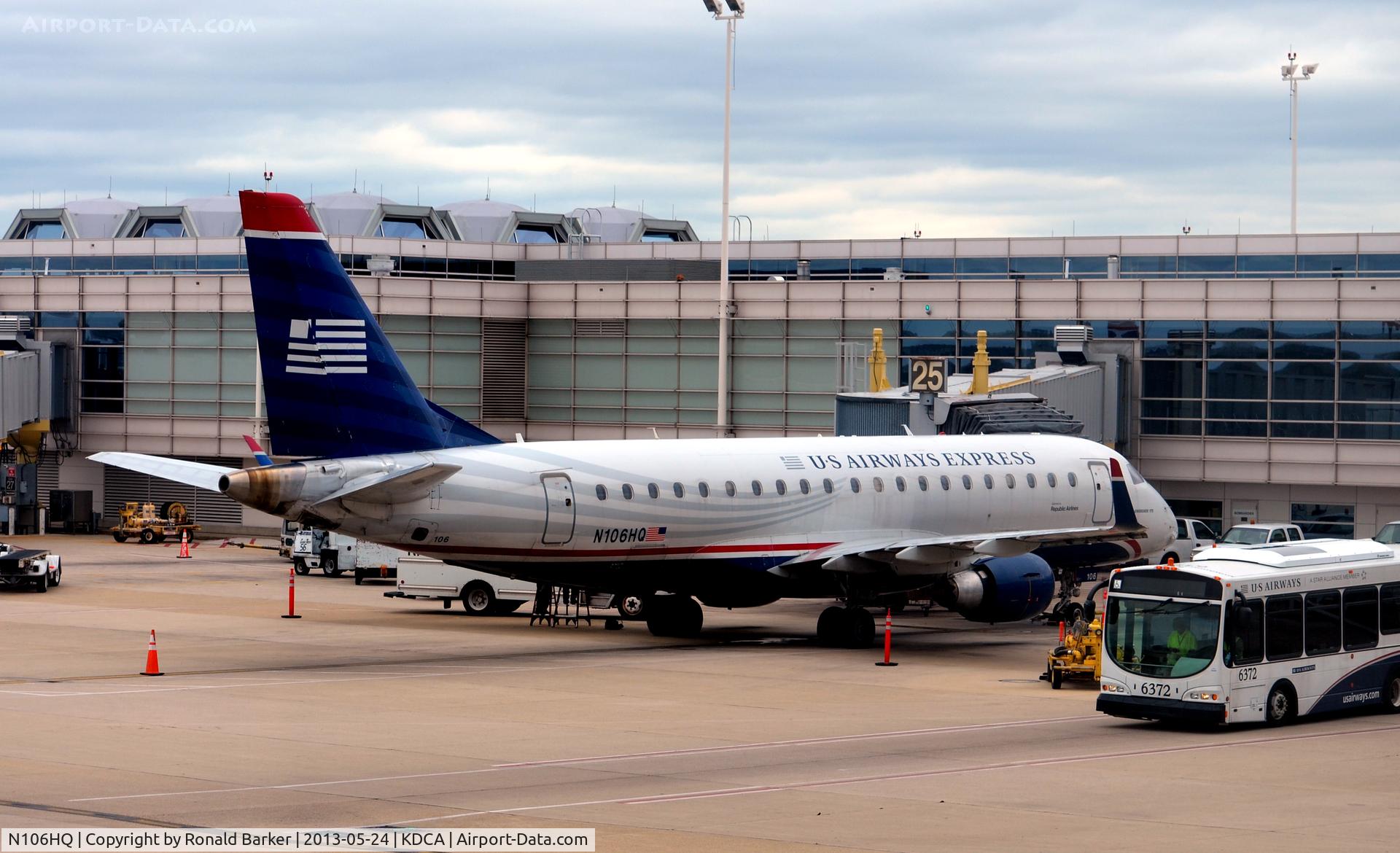 N106HQ, 2007 Embraer 175LR (ERJ-170-200LR) C/N 17000164, Gate 25  DCA