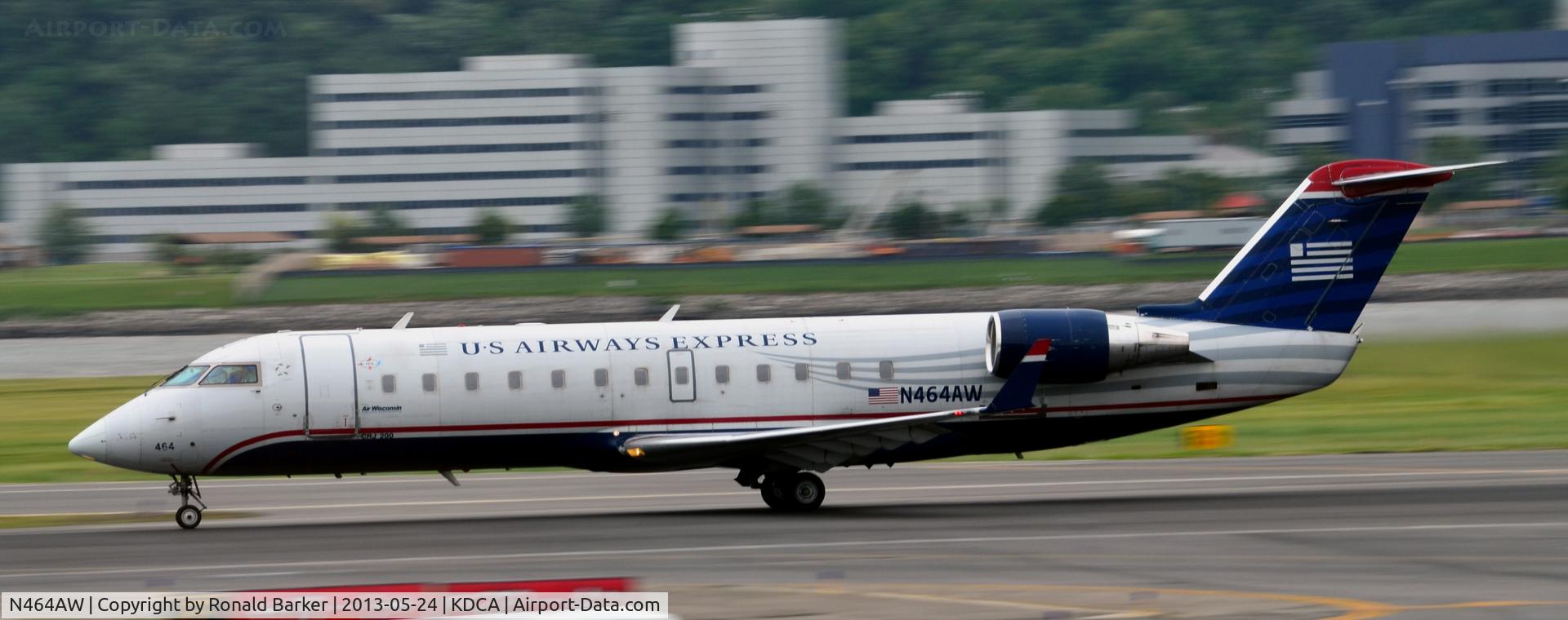 N464AW, 2004 Bombardier CRJ-200LR (CL-600-2B19) C/N 7890, Takeoff roll DCA