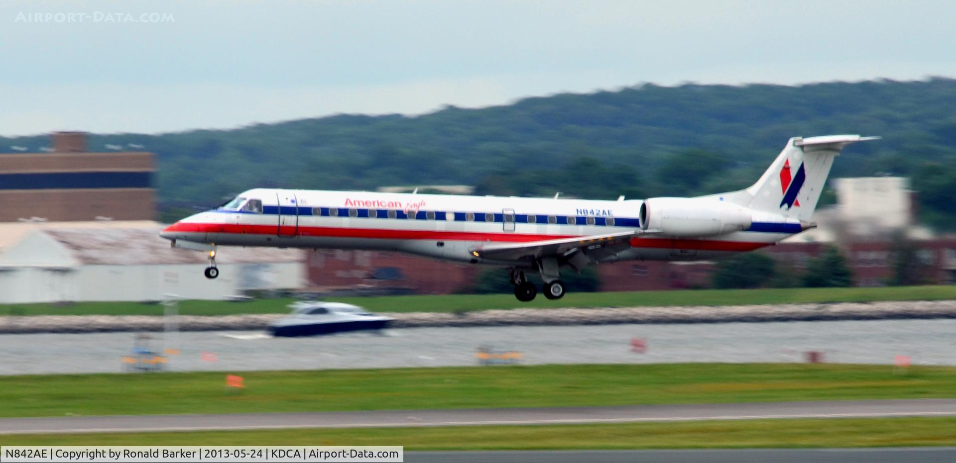 N842AE, 2002 Embraer ERJ-140LR (EMB-135KL) C/N 145673, Approach to DCA