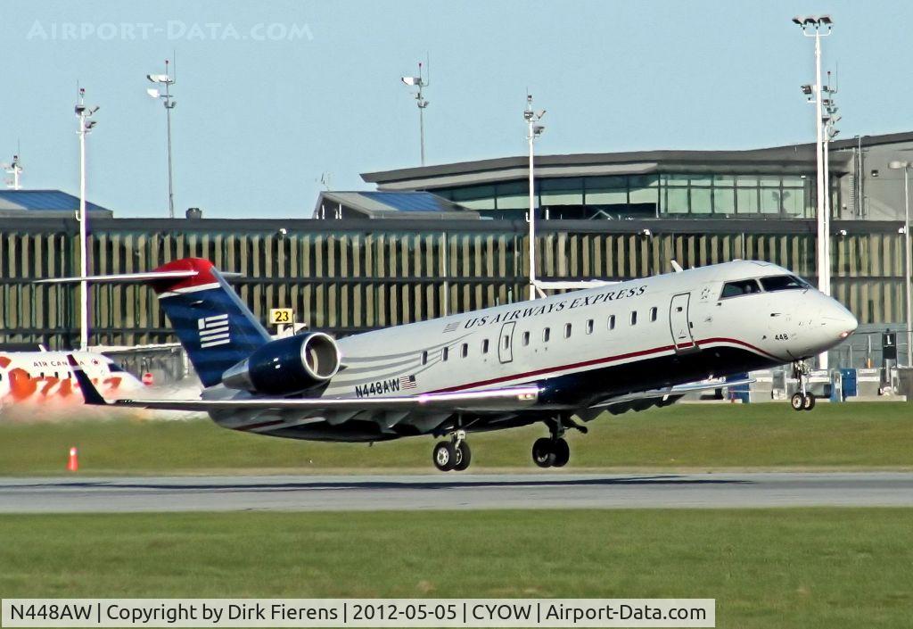 N448AW, 2003 Bombardier CRJ-200LR (CL-600-2B19) C/N 7814, Departing from rwy 7.