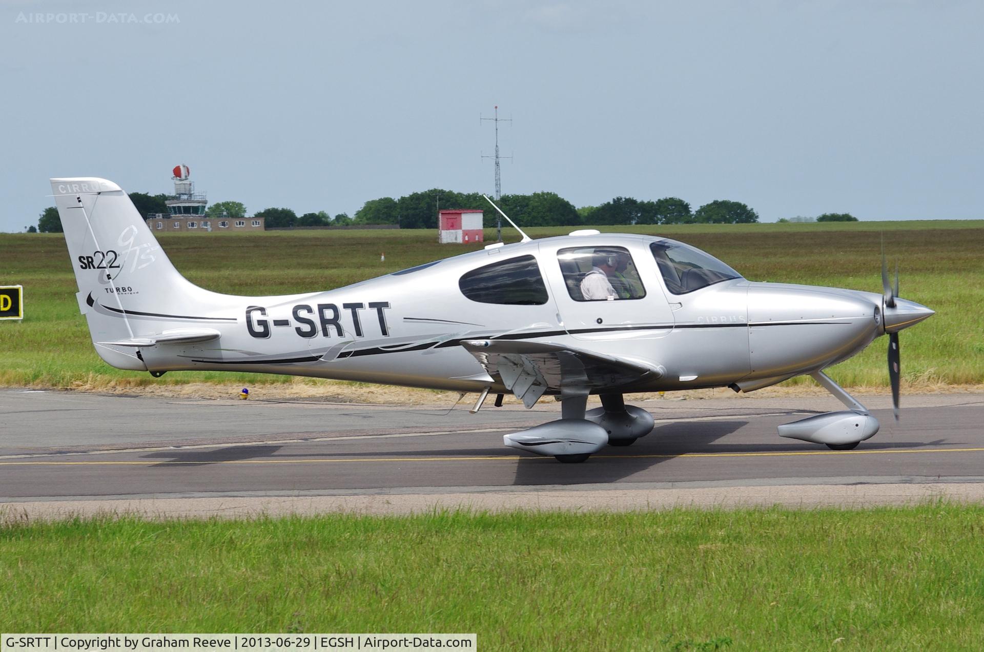 G-SRTT, 2007 Cirrus SR22 GTS Turbo C/N 2421, Departing from Norwich.