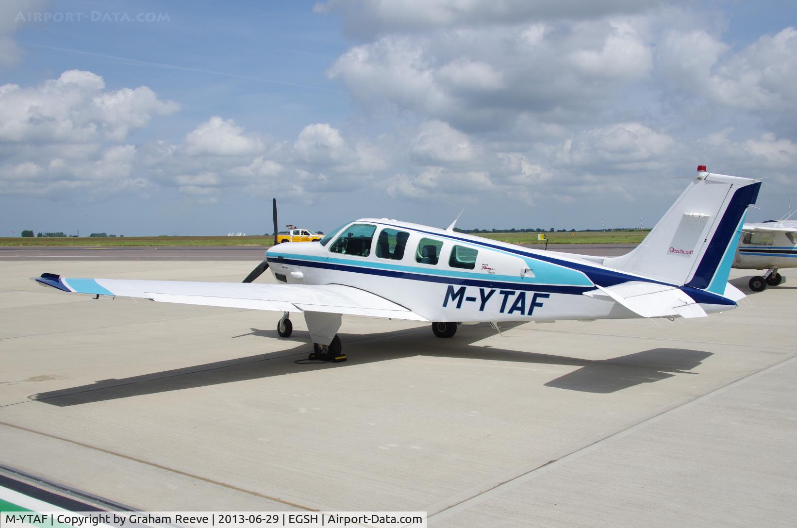 M-YTAF, 1997 Beech B36TC Bonanza Bonanza C/N EA-595, Parked at Norwich.