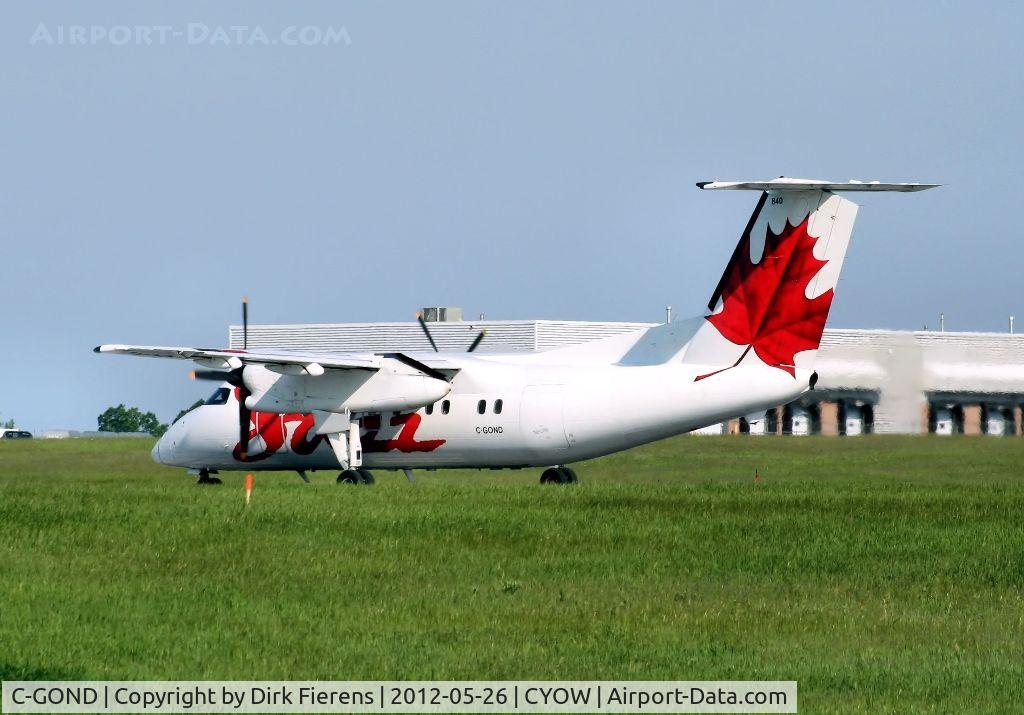 C-GOND, 1987 De Havilland Canada DHC-8-102 Dash 8 C/N 090, Seconds from leaving rwy 25