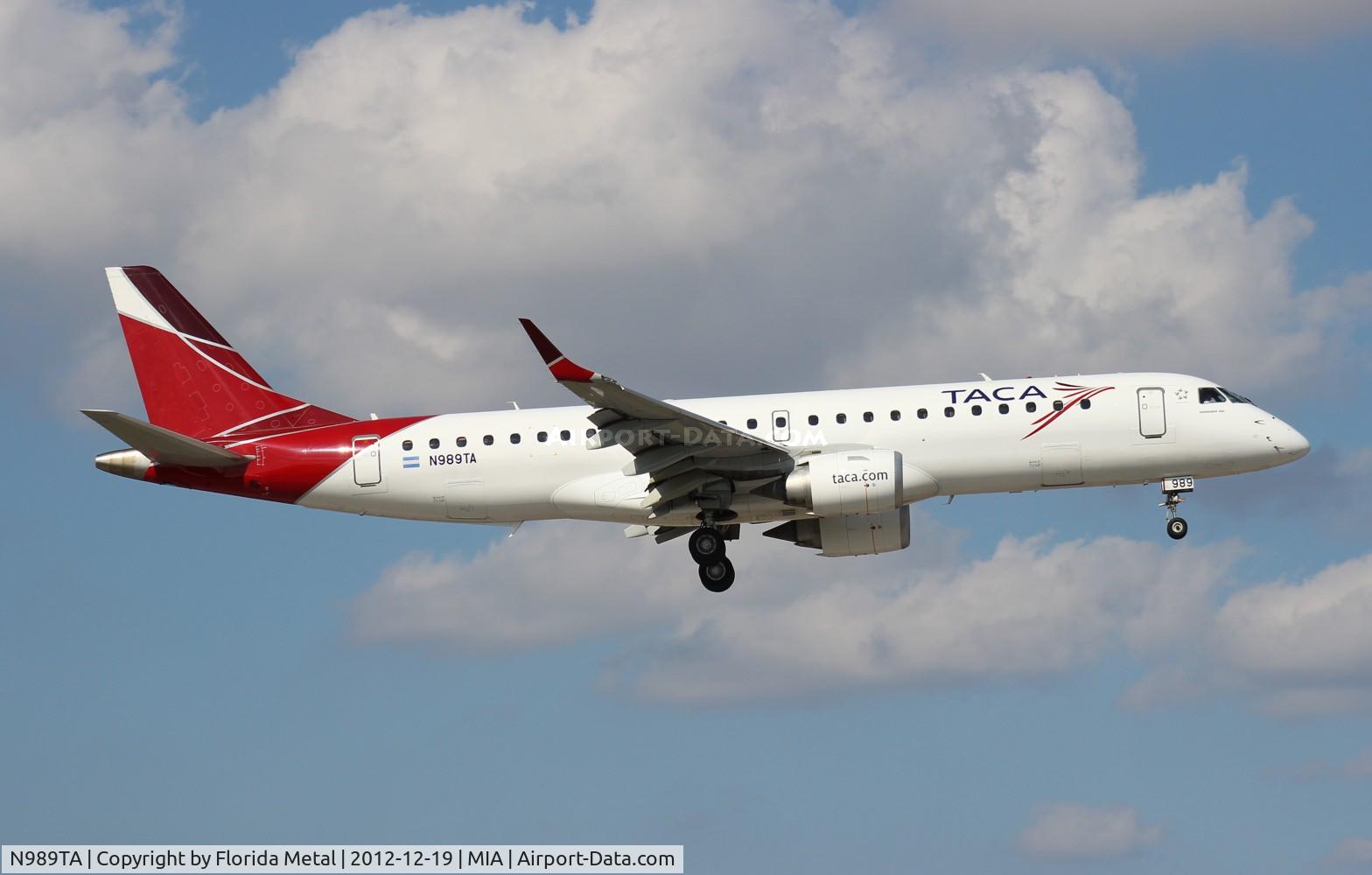 N989TA, 2011 Embraer 190AR (ERJ-190-100IGW) C/N 19000482, Taca E190
