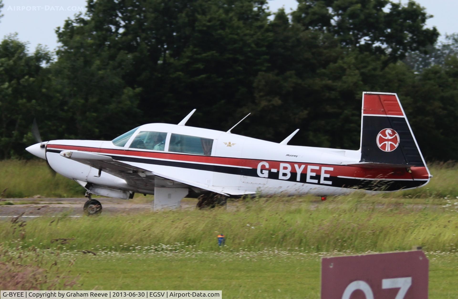 G-BYEE, 1980 Mooney M20K C/N 25-0282, About to get airbourne.
