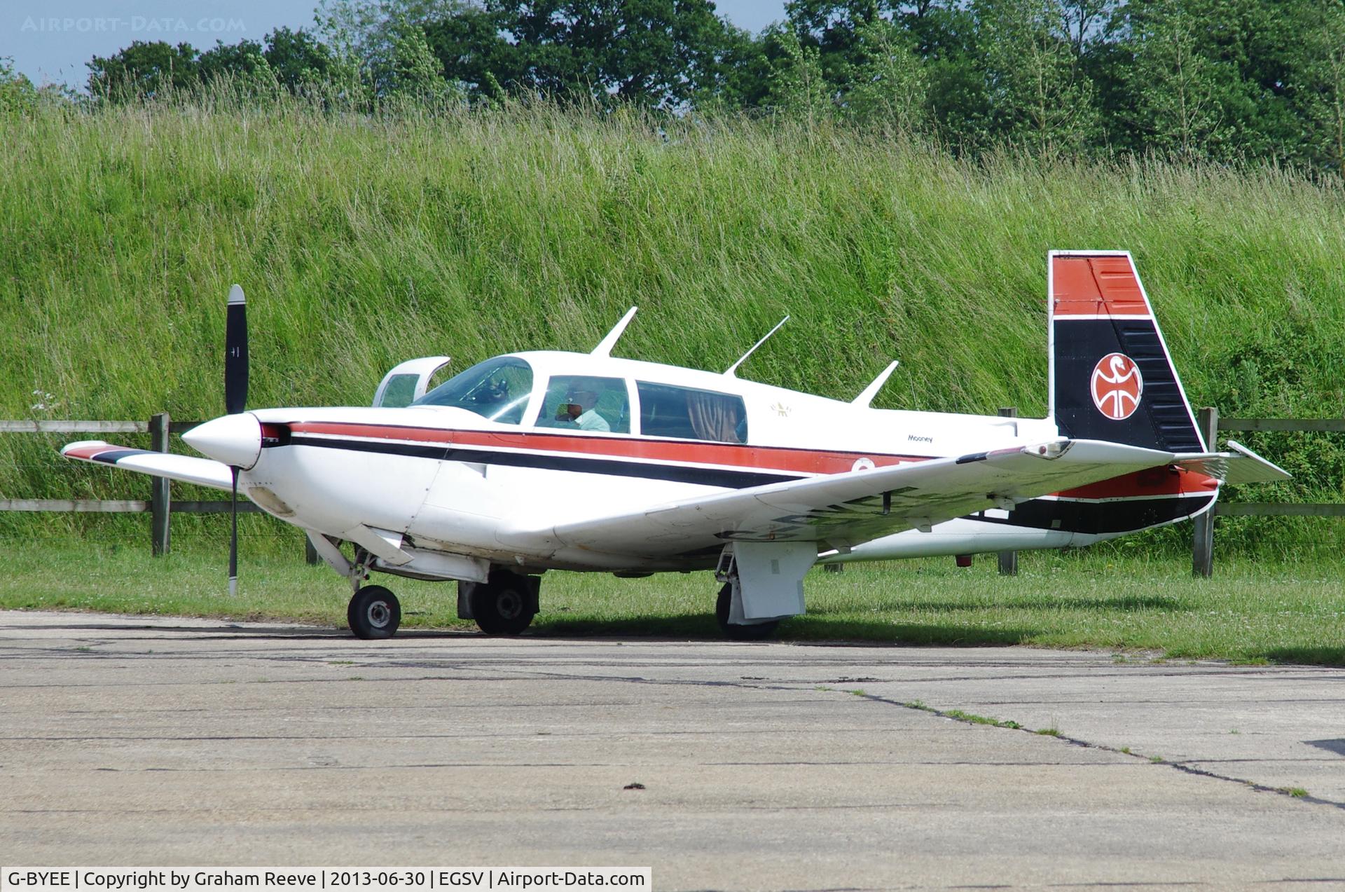 G-BYEE, 1980 Mooney M20K C/N 25-0282, Parked at Old Buckenham.