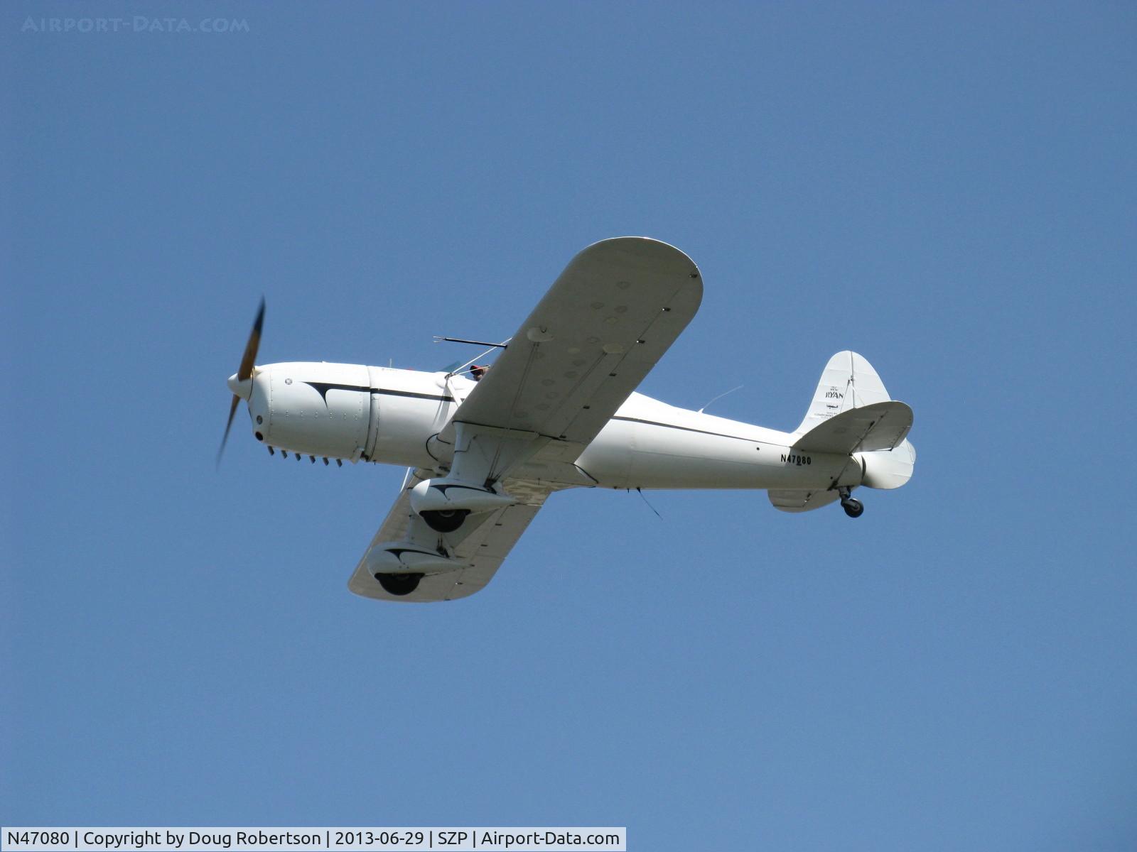 N47080, 1942 Ryan Aeronautical ST3KR C/N 1391, 1942 Ryan Aeronautical ST-3KR 'Eileen', Fairchild Ranger 6-410 inverted in-line 165 Hp conversion, Experimental class, takeoff climb Rwy 22