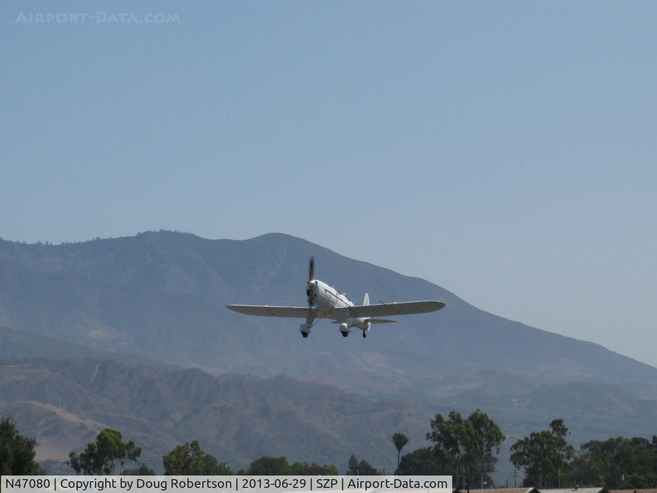 N47080, 1942 Ryan Aeronautical ST3KR C/N 1391, 1942 Ryan Aeronautical ST-3KR 'Eileen', Fairchild Ranger 6-410 inverted in-line 165 Hp, Experimental class, takeoff climb Rwy 22