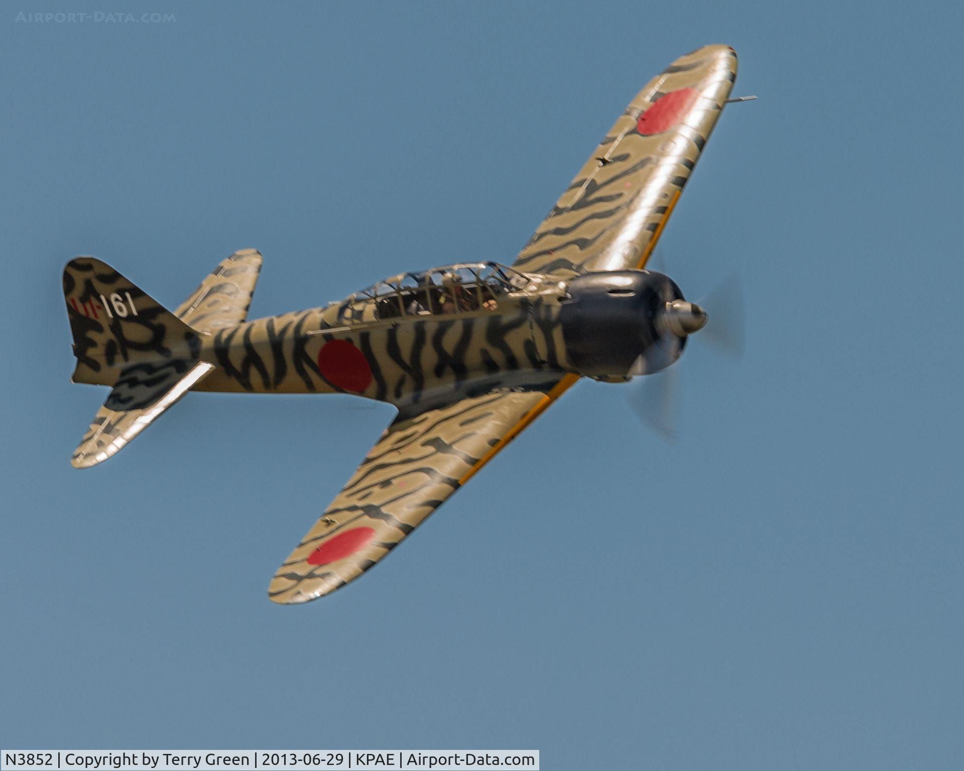 N3852, Mitsubishi A6M3 Reisen (Zero) C/N 3852, Fly By on 34L @ KPAE