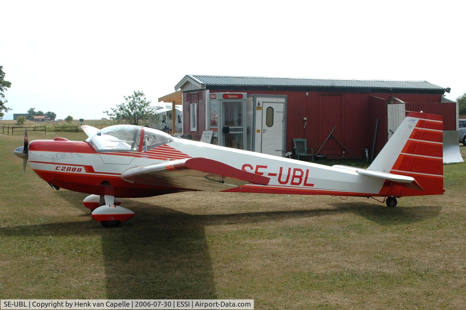 SE-UBL, 1987 Scheibe SF-25C Falke C/N 44414, Scheibe Falke motorglider of Köpings Flygklubb parked at the airfield of Visingsö Island, Sweden.