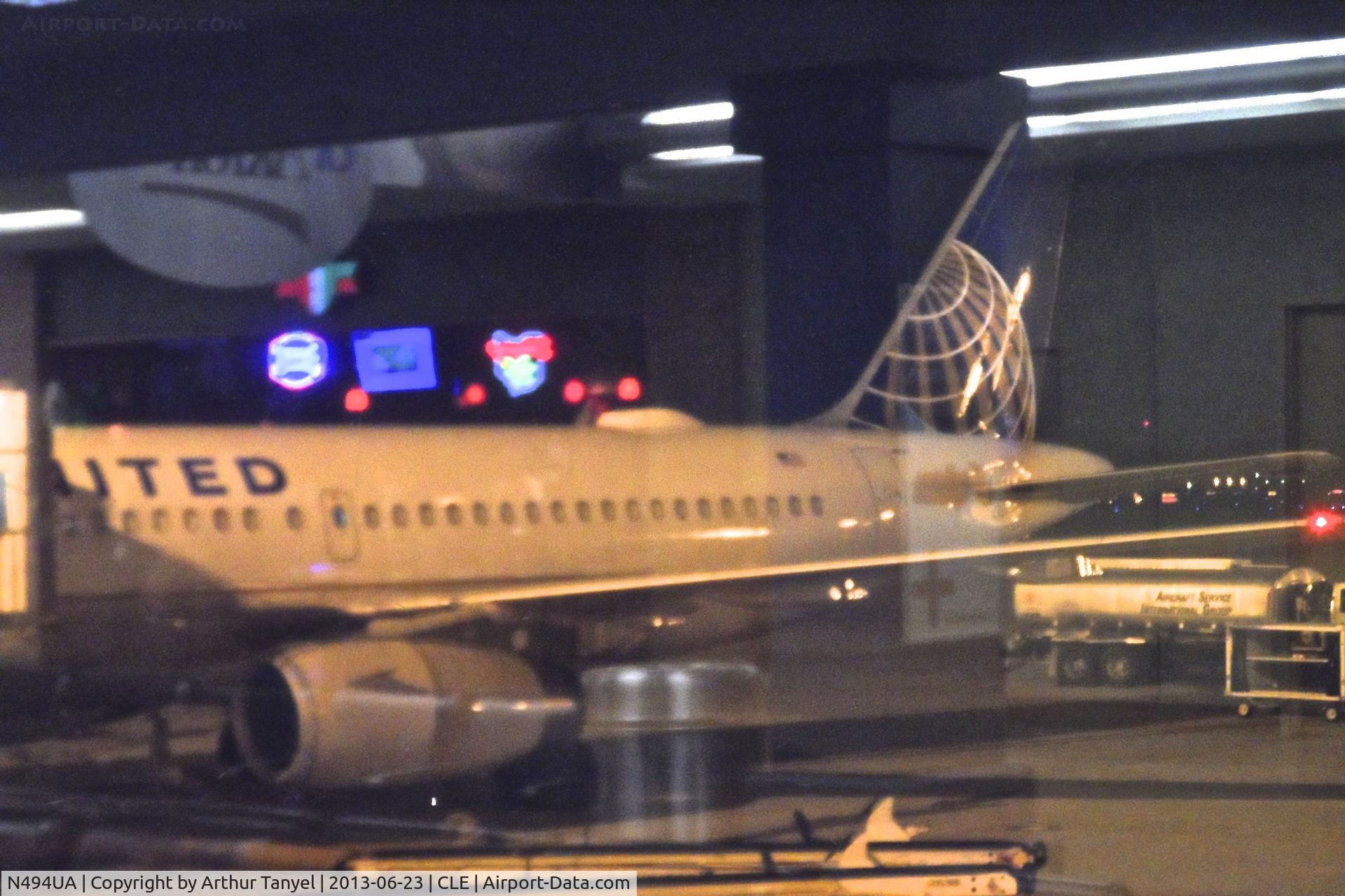 N494UA, 2002 Airbus A320-232 C/N 1840, Sitting @ gate @ CLE