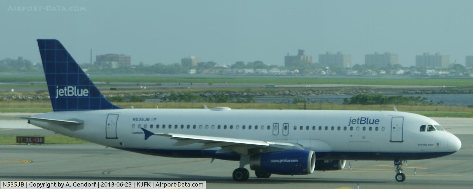 N535JB, 2002 Airbus A320-232 C/N 1739, Jet Blue, seen here at New York - JFK(KJFK) taxiing after landing