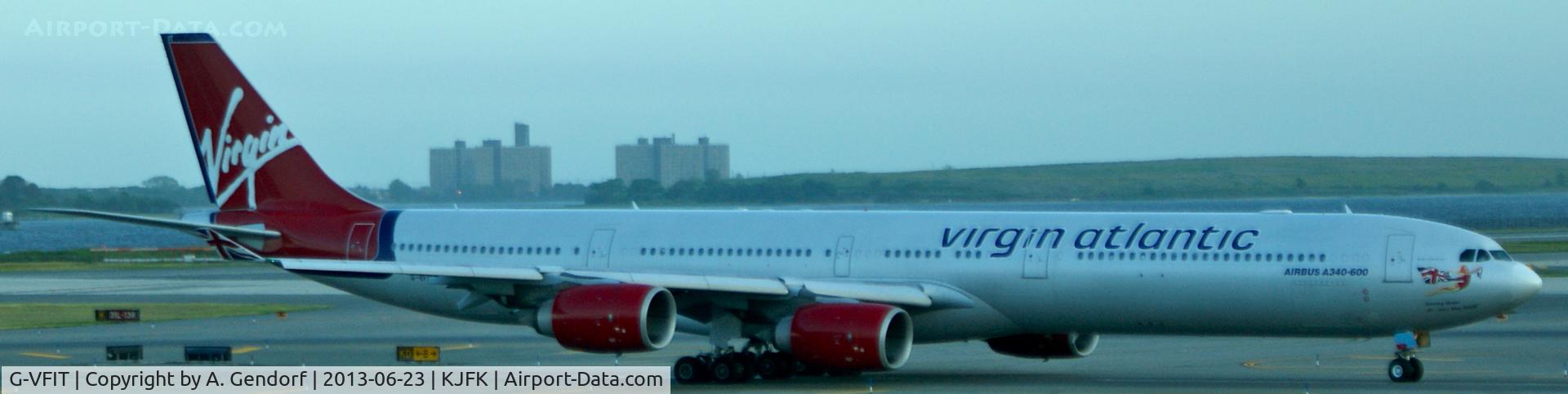 G-VFIT, 2006 Airbus A340-642 C/N 753, Virgin Atlantic, seen here taxiing to the runway for departure at New York - JFK(KJFK)
