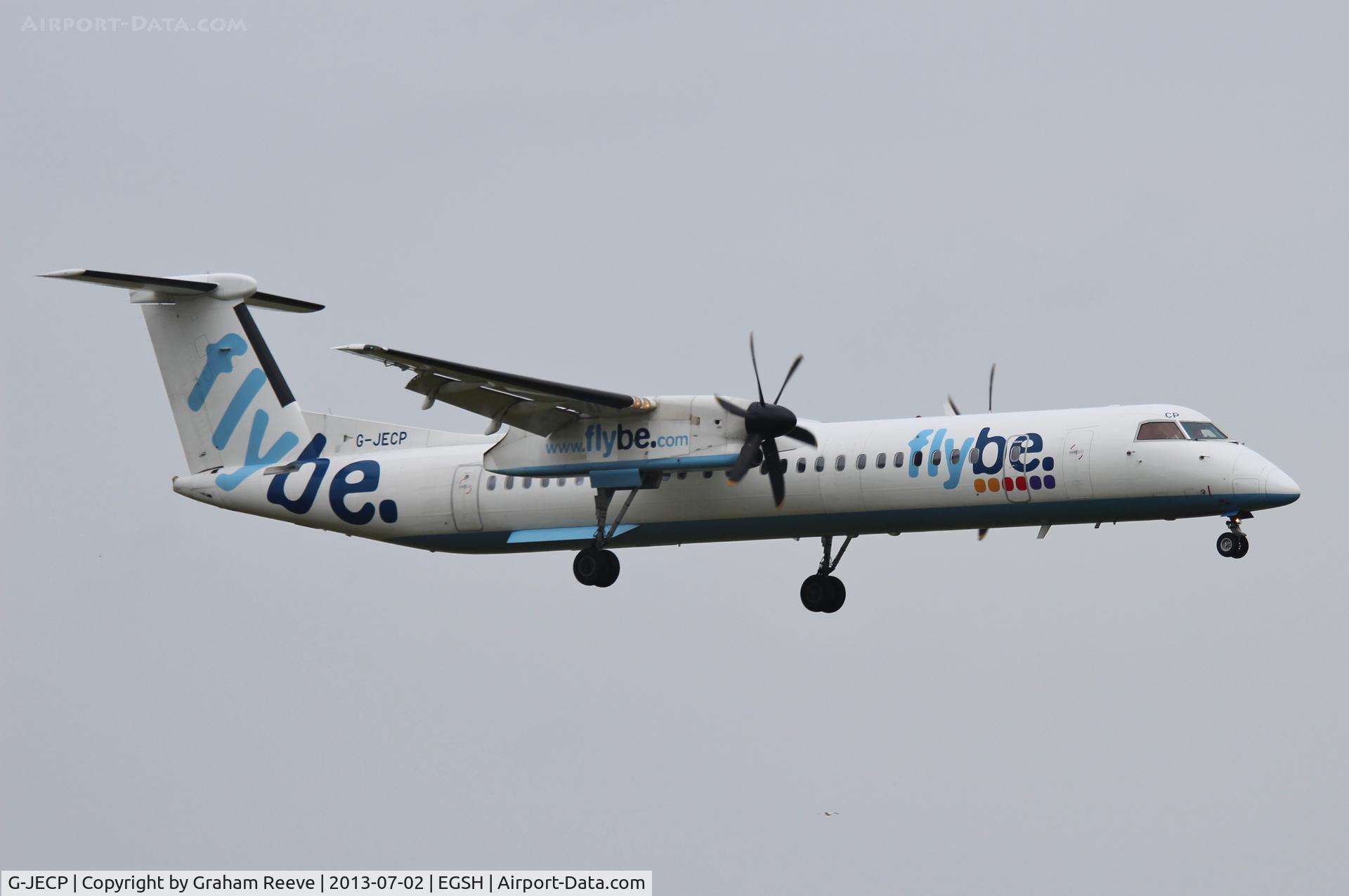 G-JECP, 2006 De Havilland Canada DHC-8-402Q Dash 8 C/N 4136, On finals for 09.