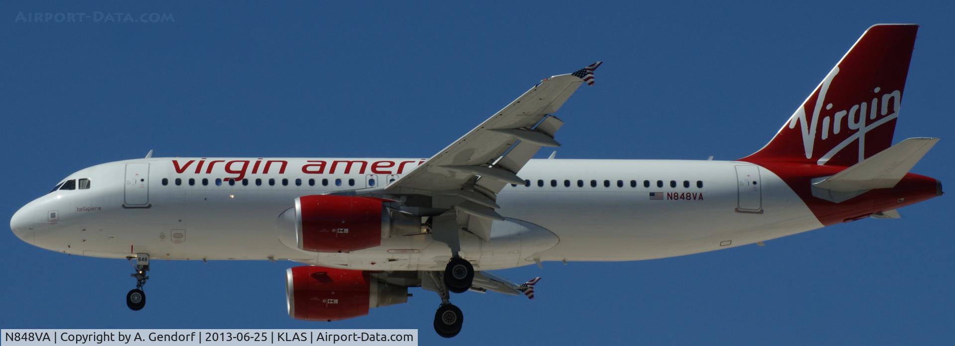 N848VA, 2011 Airbus A320-214 C/N 4959, Virgin America, seen here on final RWY 25L at Las Vegas Int´l(KLAS)