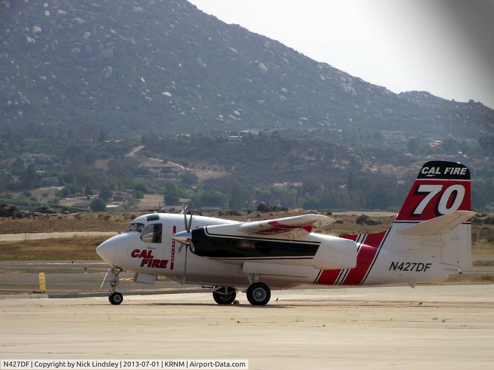 N427DF, 2001 Marsh Aviation S-2F3AT C/N 153570, ex Grumman Tracker modified, presumably, by Marsh Aviation.  It has also been re engined with Honeywell turboprops as the original had  2 × Wright R-1820-82WA radial engines.  Used for fire fighting.