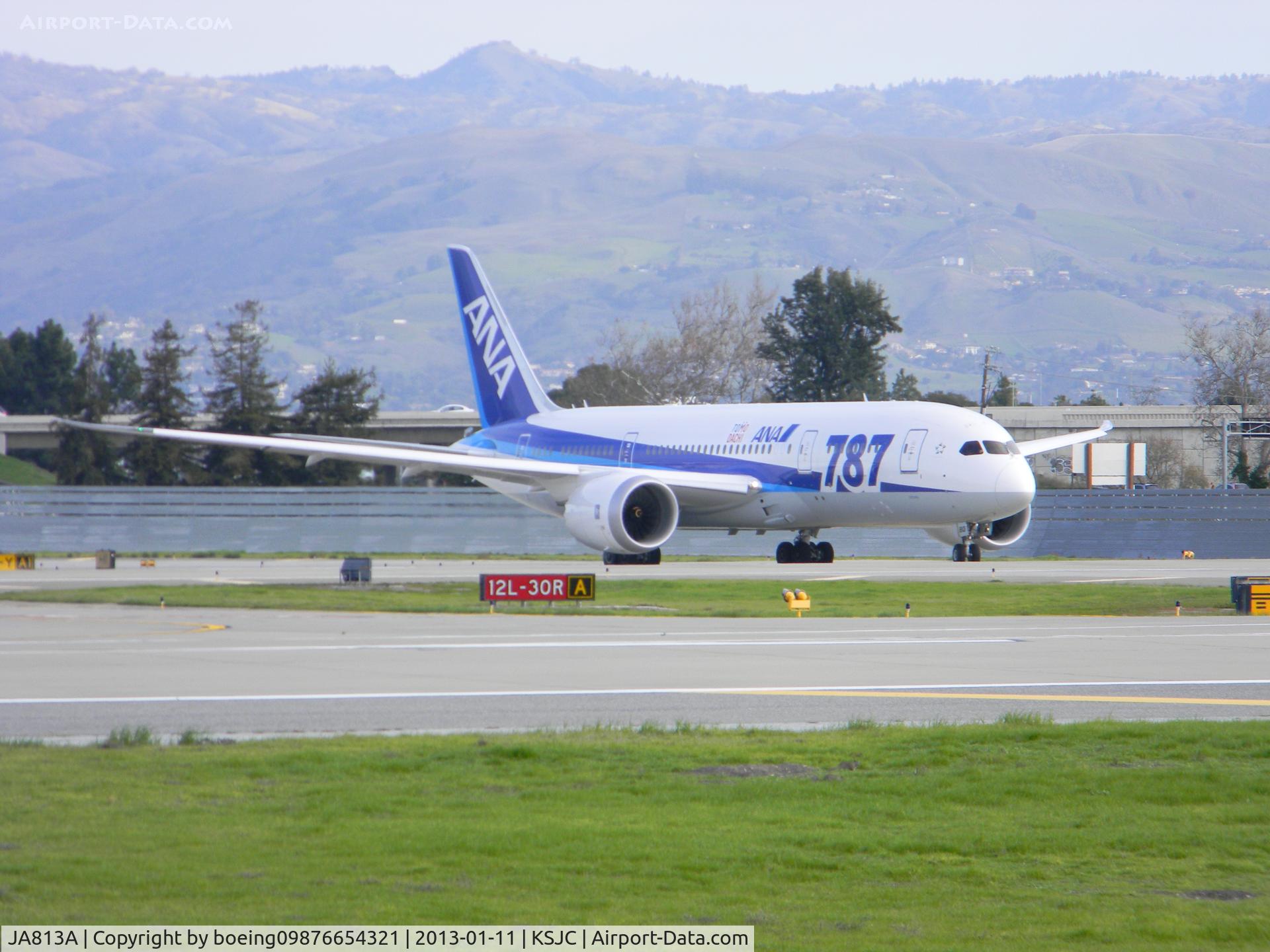JA813A, 2012 Boeing 787-8 Dreamliner C/N 34521, The Inaugural flight on the 787 to San Jose International Airport