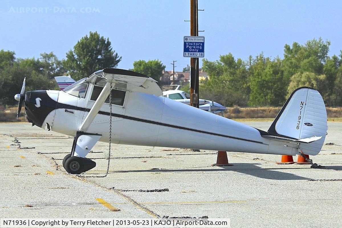 N71936, 1946 Luscombe 8E Silvaire C/N 3363, At Corona Municipal , California