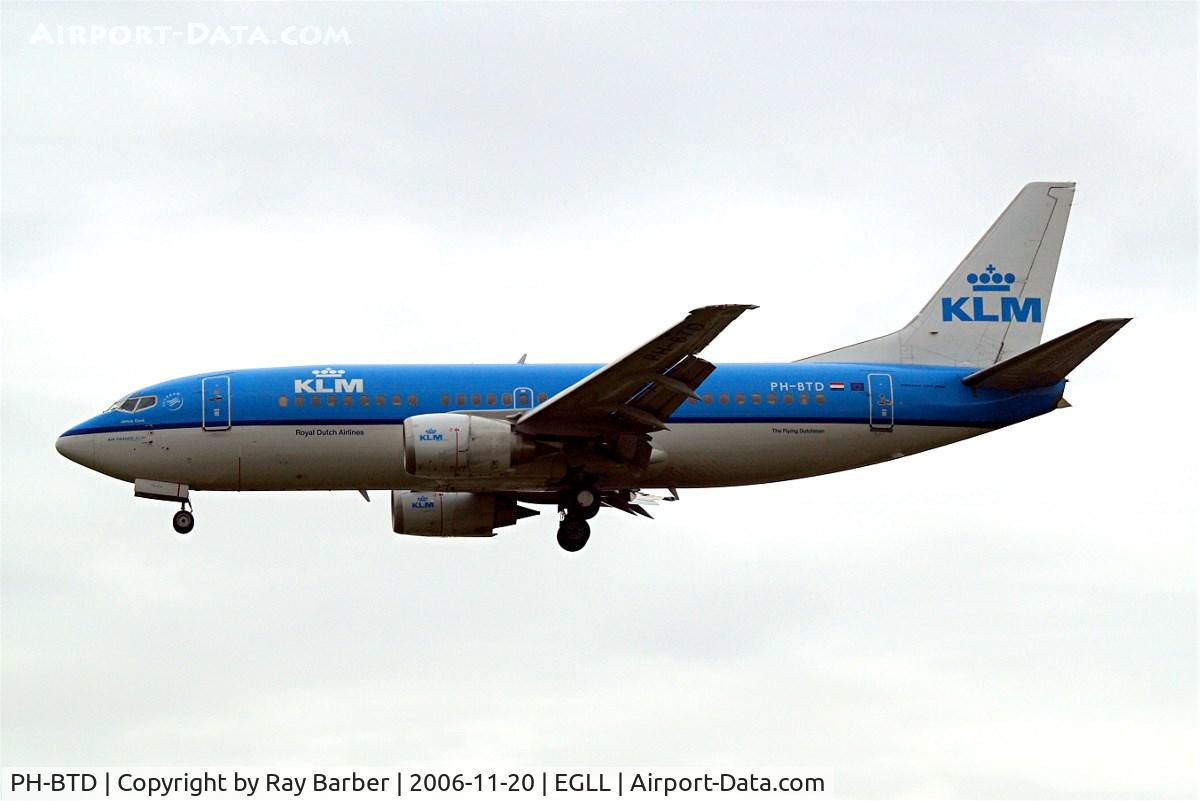 PH-BTD, 1992 Boeing 737-306 C/N 27420, Boeing 737-306 [27420] (KLM Royal Dutch Airlines) Heathrow~G 20/11/2006