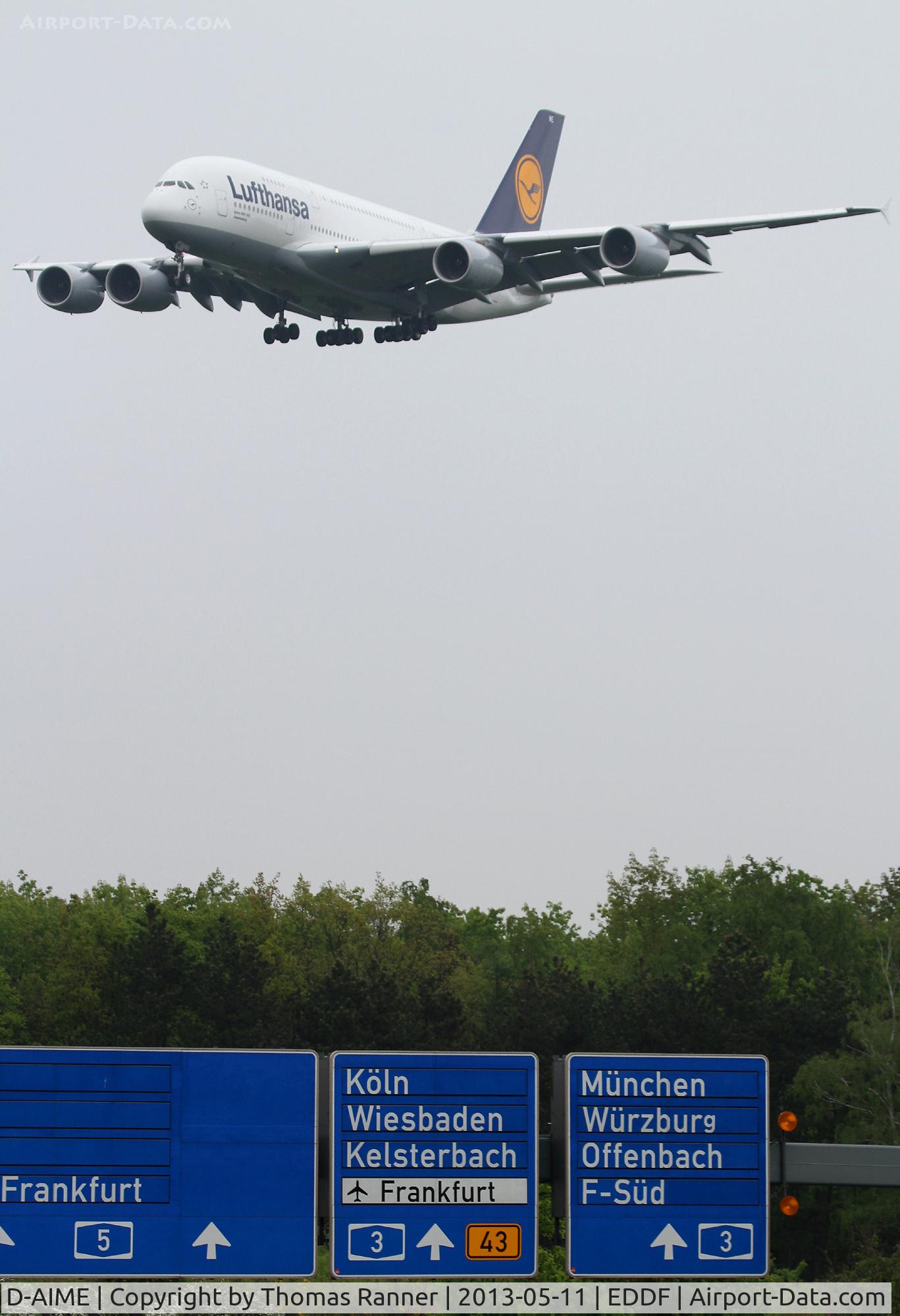 D-AIME, 2010 Airbus A380-841 C/N 061, Lufthansa Airbus A380 on final