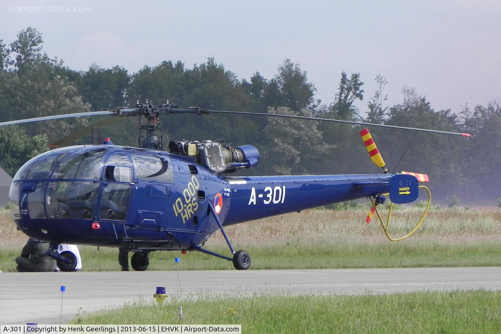A-301, Sud Aviation SA-316B Alouette III C/N 1301, Airforcedays , 14/15 June  2013 at Volkel AFB; spcl cs 10.000 hrs