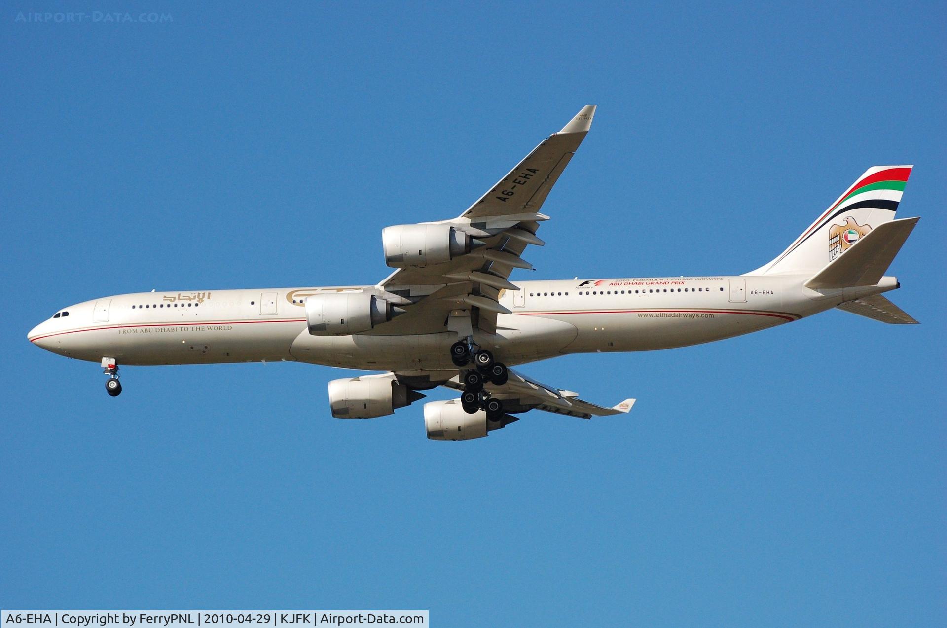 A6-EHA, 2006 Airbus A340-541 C/N 748, Etihad A345 landing
