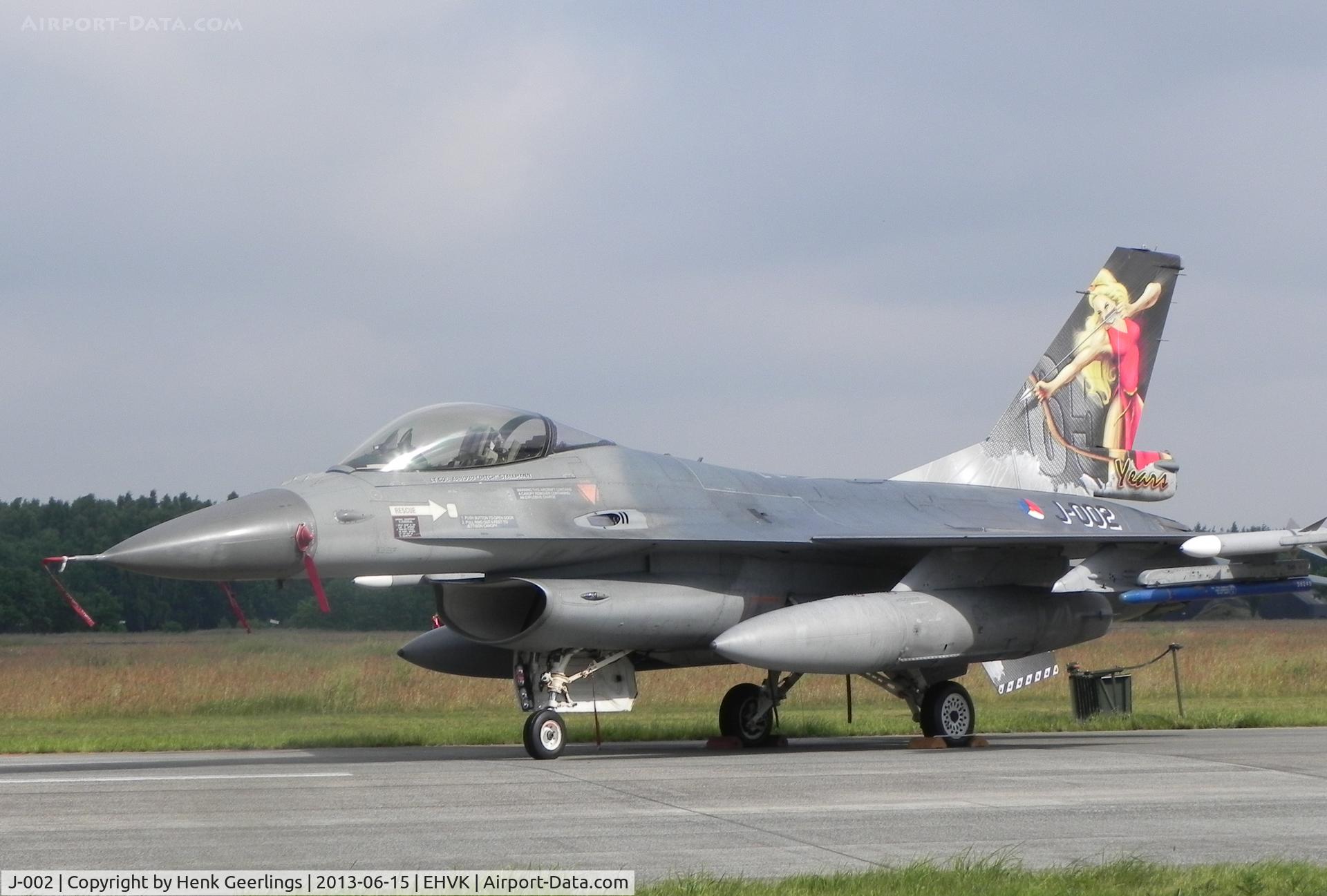 J-002, Fokker F-16A Fighting Falcon C/N 6D-158, Airforcedays , 14/15 June  2013 at Volkel AFB