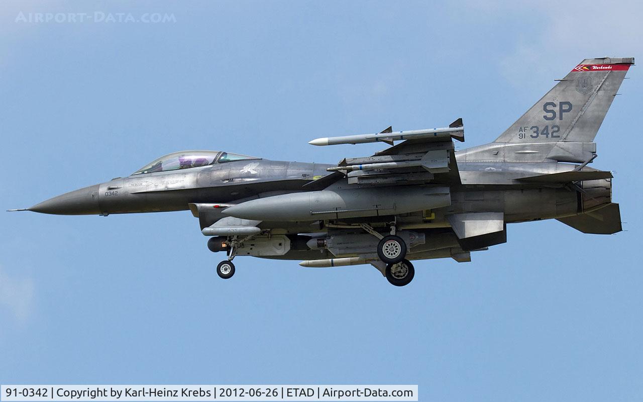 91-0342, General Dynamics F-16C Fighting Falcon C/N CC-40, US Air Force