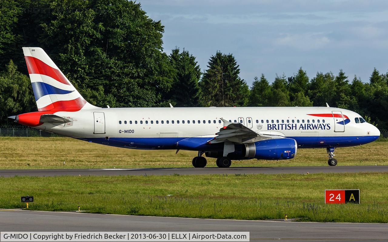 G-MIDO, 2002 Airbus A320-232 C/N 1987, departure to LHR via RW24
