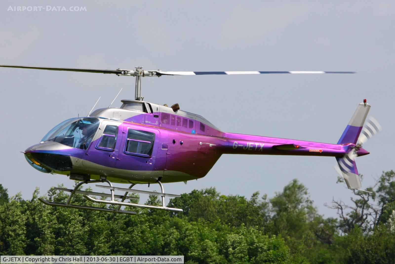 G-JETX, 1981 Bell 206B JetRanger III C/N 3208, being used for ferrying race fans to the British F1 Grand Prix at Silverstone