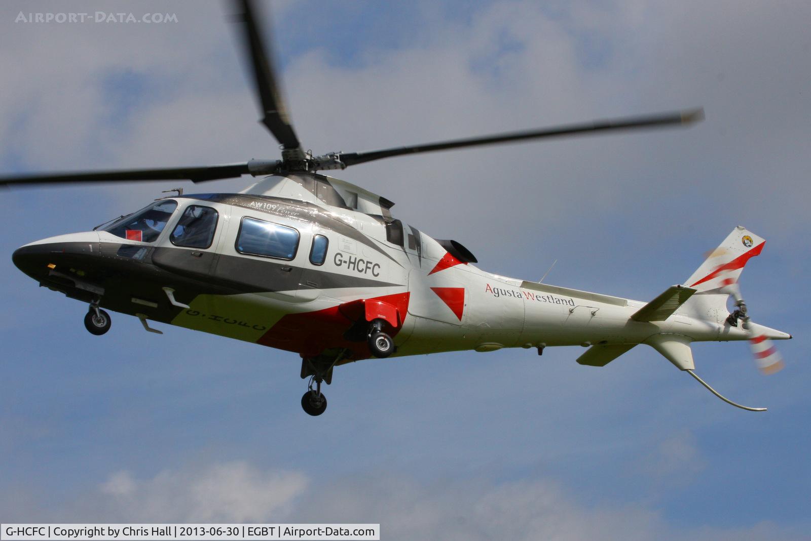 G-HCFC, 1997 Agusta A-109E Power C/N 11011, being used for ferrying race fans to the British F1 Grand Prix at Silverstone