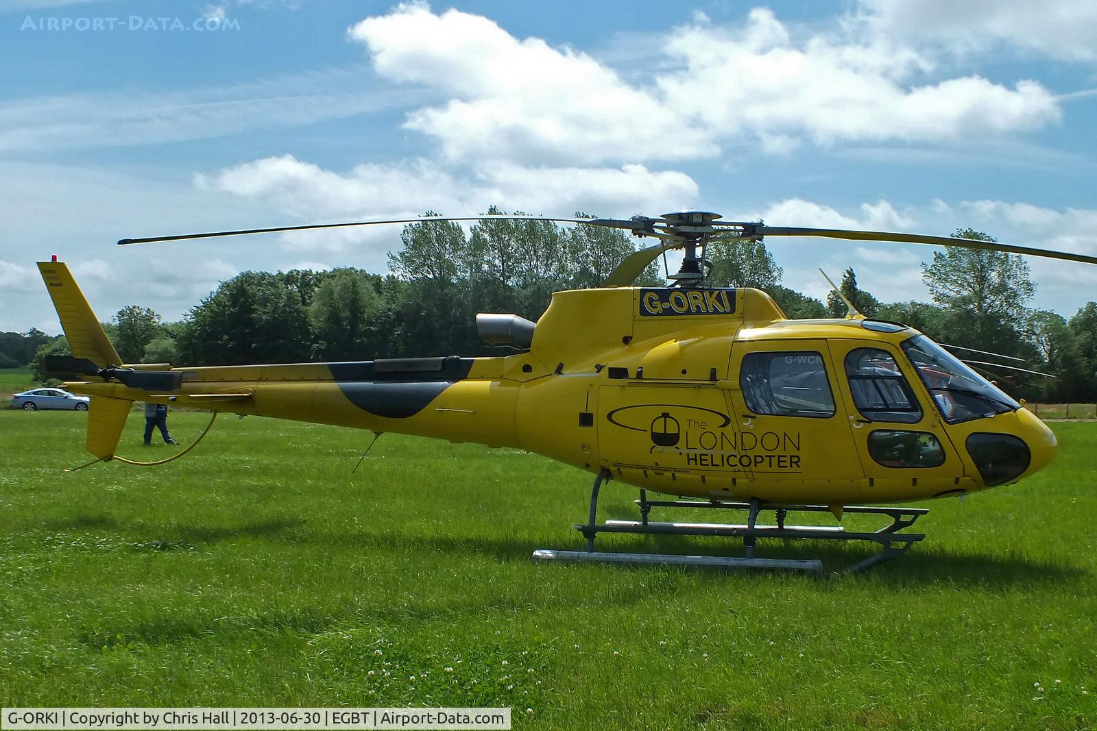 G-ORKI, 2002 Eurocopter AS-350B-3 Ecureuil Ecureuil C/N 3587, being used for ferrying race fans to the British F1 Grand Prix at Silverstone